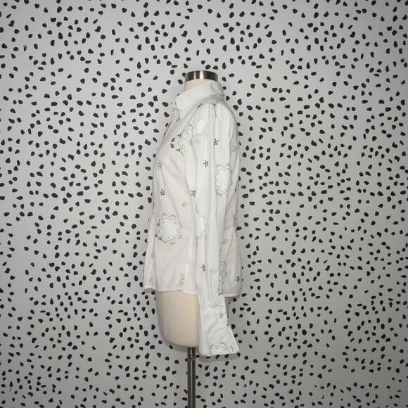 Samuel Dong White Embroidered Floral Button Up Long Sleeve Shirt - Picture 4 of 9